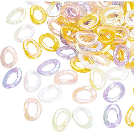 Pandahall Elite 100pcs 5 Colors Acrylic Chain Rings Frosted Transparent Quick Link Connectors Suitable for Summer Earring Necklace Jewelry DIY Craft Making Purse Shoe Chain
