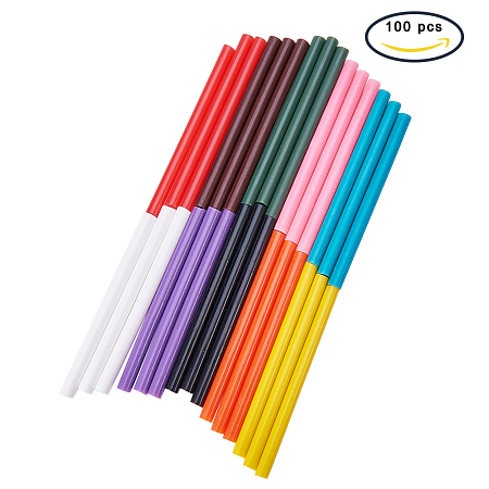 PandaHall Elite 100PCS 10-Color Hot Glue Stick 7 x 100mm Hot Melt Adhesive Glue Gun Sticks Mini Glue Sticks for DIY Art Craft