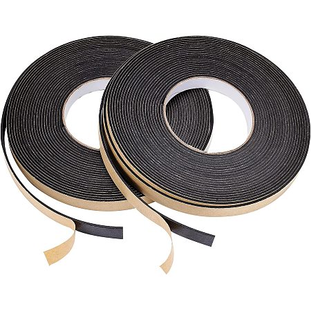 SUPERFINDINGS 2 Rolls Total 65.6 Feet Single-Sided Adhesive EVA Seal Foam Strip 0.59Inch Width Foam Insulation Tape with Strong Adhesive Soundproofing Sealing Tape for Doors and Windows Insulation