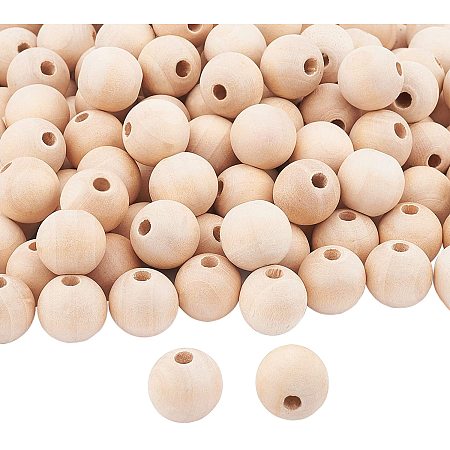 PandaHall Elite About 200pcs 16mm Wood Beads Natural Unfinished Round Wooden Loose Beads Wood Spacer Beads for Craft Making Decorations and DIY Crafts
