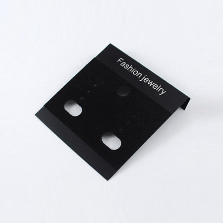 Honeyhandy Plastic Earring Display Card, Rectangle, Black, Size: about 52mm long, 50mm wide.