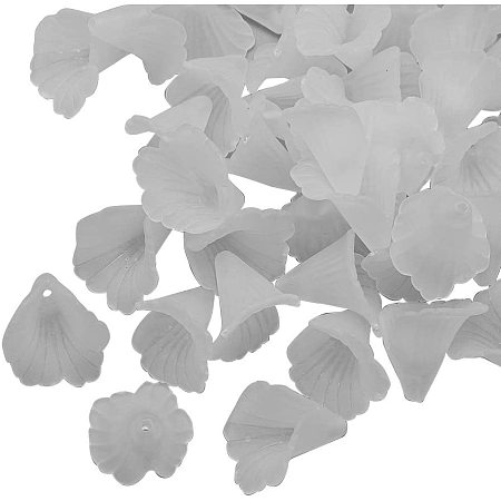 NBEADS 100 Pcs Frosted Clear Flower Acrylic Beads with Hole for Jewelry Pendants Crafts Making