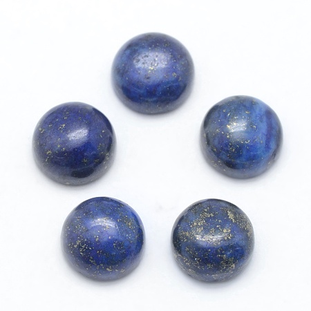 Honeyhandy Natural Lapis Lazuli Cabochons, Flat Round, Dyed, 8x3~4mm