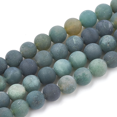 CHGCRAFT Natural Moss Agate Beads Strands, Frosted, Round, 8~8.5mm, Hole: 1mm, about 47pcs/strand, 15.5 inch