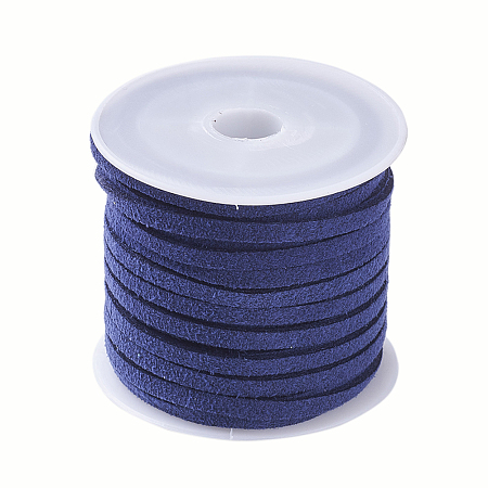 Honeyhandy 3x1.5mm Flat Faux Suede Cord, Faux Suede Lace, Marine Blue, about 5.46 yards(5m)/roll