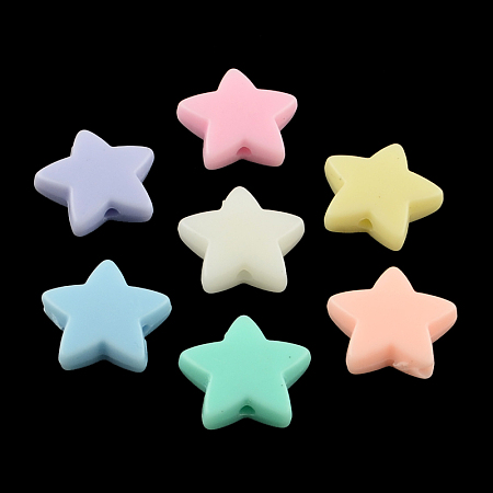 Arricraft Opaque Acrylic Beads, Star, Mixed Color, 14x14x5mm, Hole: 1mm