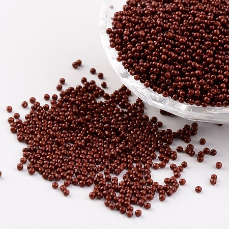 FGB 11/0 Baking Paint Glass Seed Spacer Beads, Indian Red, 2x1.5mm, Hole: 0.7mm, about 2840pcs/50g