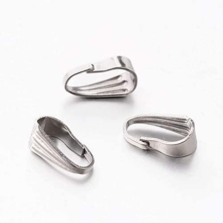 UNICRAFTALE 50pcs Stainless Steel Snap on Bails Pinch Bails Metal Pushed Clasps Pendant Bails Connectors for Jewelry Pendant Making 8.5x3.5mm, Hole 8x3mm