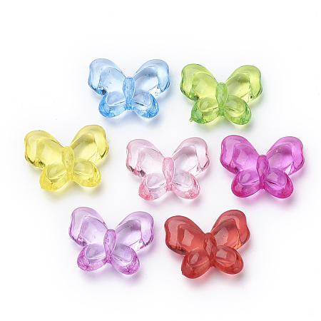Honeyhandy Transparent Acrylic Beads, Butterfly, Mixed Color, 18x22x7mm, Hole: 1mm