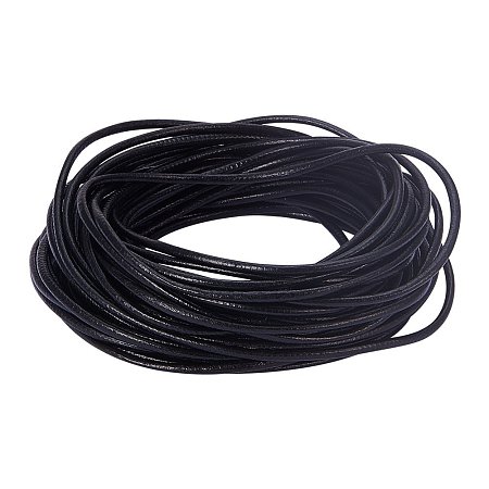 PandaHall Elite 1 Roll 3mm Black Cowhide Round Leather Cords For Bracelet Necklace Beading Jewelry Making 11 Yard