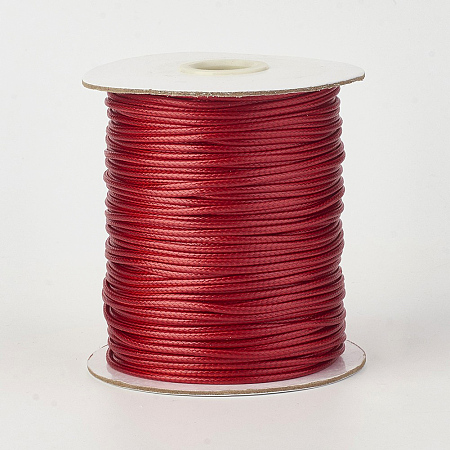 Honeyhandy Eco-Friendly Korean Waxed Polyester Cord, Dark Red, 1mm, about 185yards/roll(555 feet/roll)(169.16m/roll)