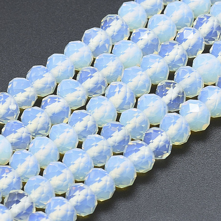 Arricraft Opalite Beads Strands, Faceted, Rondelle, 7.5x5.5mm, Hole: 1mm, about 68pcs/strand, 15.5 inches