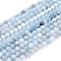 ARRICRAFT Natural Aquamarine Beads Strands, Round, 7~8mm, Hole: 1mm, about 47~56pcs/Strand, 14.96 inches~15.35 inches(38~39cm)