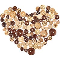 NBEADS 50g Coconut Sewing Buttons, Assorted 2 Holes/4 Holes Sewn-On Craft Buttons Round Brown Buttons for DIY Sewing Crafts Supplies