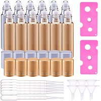BENECREAT 12 Pack 10ml Silver and Gold Glass Essential Oil Bottles Stainless Steel Roller Balls with 6Pcs Droppers, 2Pcs Funnels, 2Pcs Openers, 1 Sheet Label for Essential Oils Fragrance