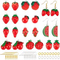 NBEADS 110 Pcs Dangle Earring Making Kits, 11 Styles Resin Pendants Fruit Theme Earring Making Kits with Hooks Jump Rings for DIY Craft Jewelry Making