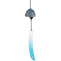 BENECREAT Cone Iron Wind Chime Midnight Blue Nambu Ironware Wind Chime with Polyester Cord and Paper for Home, Windows, Trees, Gardens, Yard Decorations, Yulong Snow Mountain Pattern