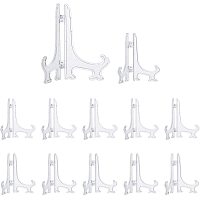 FINGERINSPIRE 30Pcs Clear Plastic Easels 3/4.8inch Mini Easel Card Stands Decorative Plate Stand Holder Plastic Tray Rack Tray Bracket for Photos Display or Other Items