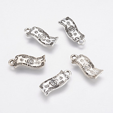 Honeyhandy Alloy Pendants, Five Dollar Banknotes, Antique Silver, 16.5x7x2mm, Hole: 1.5mm