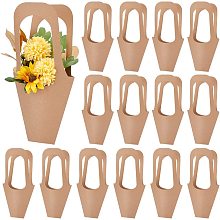 PandaHall Elite 20pcs Flower Sleeves Bag Kraft Paper Floral Gift Bags Long Handle Flower Display Bag for Bouquet Wrapping Wedding Party Home Decor Small Business, 14x7.5