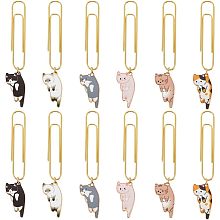 OLYCRAFT 12Pcs Cat Paperclips 3 Inch Alloy Pendant Paper Clip with Cat Charms Metal Paper Clips for Paper Document Note Sorting and Organizing - 6 Styles