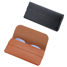 AHANDMAKER 2 Pcs PU Wallet-Type Portable Soft Glasses case, 2 Color Leather Pressure-Resistant Horizontal Plate Eyeglasses Protective Case, Sunglasses Travel Case