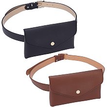 WADORN 2 Sets Leather Waist Bag, PU Leather Belt Fanny Pack Fashion Removable Waist Pouches Women Portable Small Waist Purse with Adjustable Belt for Festival Party Running Shopping Travel Use