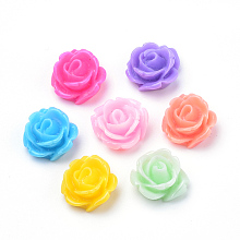 Honeyhandy Resin Cabochons, Rose Flower, Mixed Color, 11x12x6~7mm