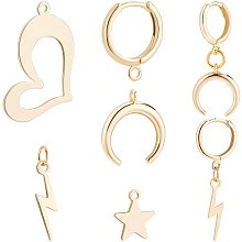 BENECREAT 18PCS 18K Gold Plated Brass Jewelry Pendant 5 Mixed Shape Gold Earring Findings Dangle Charms for Earring Necklace Jewelry Making