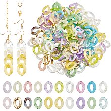 PandaHall Elite 222pcs DIY Earring Making Kit, Link Dangle Earrings Link Bracelet Making Set Colorful Acrylic Linking Rings Open Link Connectors for Women Earrings Jewelry Making Handicrafts