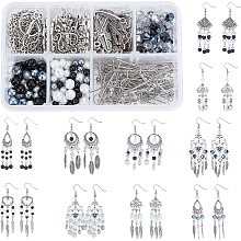 SUNNYCLUE 1 Box DIY 10 Pairs Chandelier Bohemian Earring Making Kit Fan Knot Flower Chandelier Connector Charm Findings with Assorted Beads & Earring Hooks Jewelry Making Supplies Kit, Instruction