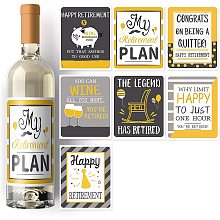 Arricraft 14 Sheets 7 Style Retirement Theme Paper Adhesive Sticker Wine Bottle Label Sticker Wine Decal Marriage Labels Supplies for Retirement Party Anniversary Decoration 3.93x4.92in