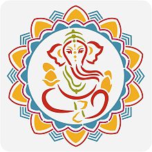 BENECREAT Ganesha Drawing Painting Stencils, Indian Elephant Stencils Template for Painting on Scrapbook, Album, Wood, Floor, Wall and Tile, 12x12"