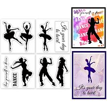 GLOBLELAND 4Pcs Mini Danceing Lady Clear Stamps for DIY Scrapbooking Mini Ballet Hip Hop Silicone Clear Stamp Seals Transparent Stamps for Cards Making Photo Album Journal Home Decoration