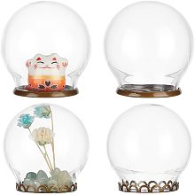 PandaHall Elite 8 Sets Glass Display Dome Cloche Glass Bell Jar with Base Glass Dome Decorative Jars Display Case for Flower Plants Succulents Storage Home Christmas Party Favor Decoration 1.1x1.25 inch