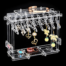 PandaHall Elite Acrylic Earring Holder with Hanger Jewelry Display Dangle Earring Hanging Organizer Necklace Bracelet Holder Acrylic Ear Studs Display Rack for Retail Show Personal Exhibition 16 Hangers