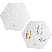 PandaHall Elite 2pcs 28-Hole Earring Display Stands White Acrylic Earring Organizer Holder Hexagon Jewelry Display Props for Showcase Store Marketing Small Business Dangle Ear Studs 2.8x1.4x6.7 inch