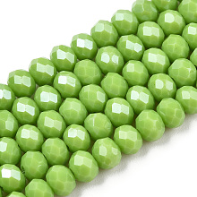 Honeyhandy Electroplate Glass Beads Strands, Pearl Luster Plated, Faceted, Rondelle, Yellow Green, 3x2mm, Hole: 0.8mm, about 165~169pcs/strand, 15~16 inch(38~40cm)