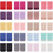 BENECREAT 40 PCS 20 Style Bra Strap Extensions, Mixed Color Elastic Corset Extender, 2 Hooks 3 Rows Spacing Corset Extender with Stainless Steel Rings and Hooks for Lingerie Extension