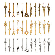 GLOBLELAND 66Pcs 3 Colors Sword Charms for Jewelry Making Supplies Kit Craft Accessories Bracelet Necklace Pendant Earring Keychain