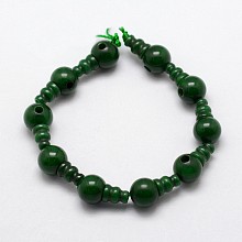 Honeyhandy Natural Jade 3-Hole Guru Bead Strands, for Buddhist Jewelry Making, T-Drilled Beads, 16.5~18mm, Hole: 2~3mm, 2pcs/set, 10sets/strand, 6.5 inch