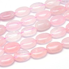 Honeyhandy Natural Rose Quartz Flat Oval Bead Strands, 14x10x6mm, Hole: 1mm, about 29pcs/strand, 15.7 inch