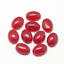 Honeyhandy Natural White Jade Cabochons, Dyed, Oval, Crimson, 14x10x4~5mm