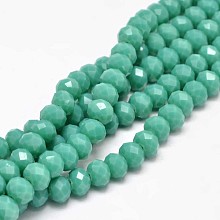 Honeyhandy Glass Beads Strands, Faceted Rondelle , Light Sea Green, 8x6mm, Hole: 1mm, about 70pcs/strand, 15.5 inch