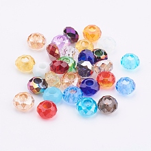 Arricraft Faceted Glass Beads, Large Hole Rondelle Beads, Mixed Color, 14x8mm, Hole: 6mmFaceted Glass Beads, Large Hole Rondelle Beads, Mixed Color, 14x8mm, Hole: 6mm