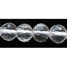 Honeyhandy Gemstone Beads Strands, Quartz Crystal, Faceted(128 Facets), Round, Synthetic Crystal, 4mm, Hole: 0.8mm, about 100pcs/strand, 15.5 inch