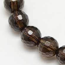 Honeyhandy Smoky Quartz Beads Strands, Faceted(128 Facets), Round, Synthetic Crystal, Dyed & Heated, 8mm, Hole: 1~1.5mm