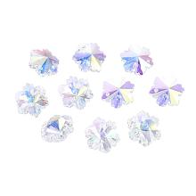 NBEADS 100 Pcs Clear with AB Color Plated Faceted Snowflake Christmas Glass Pendants, Necklace Earring Charm Pendants for DIY Jewelry Making