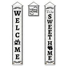 SUPERDANT Welcome Home Banner White Hanging Sweet Home Porch Sign Yard Signs Welcome Banner Hanging Flag Couplet Door Union Hanging Flag for Front Door Party Decor