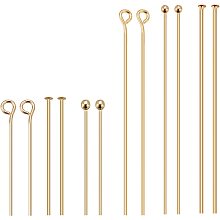 BENECREAT 144Pcs 3 Style 18K Gold Plated Brass Ball Head Pins and Flat Head Eye Pins Jewelry Making Kit for Crafting Earrings and Bracelets 2 Size/Style